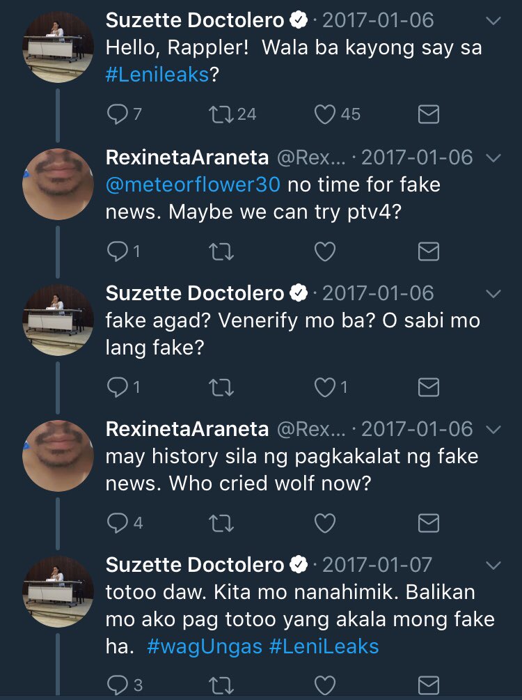 AltABSCBN's tweet photo. Someone tell Annette that Suzette spread fake news. Research? Lol. https://t.co/ExEVopMkaP