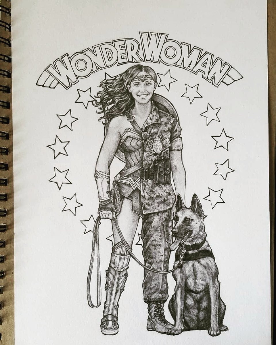 Megscellaneous's tweet photo. Commission for a friend 
*
*
#wonderwoman #USMC #USmilitary #pencildrawing #ArtistOnTwitter #FANART #dccomics #JusticeLeague #militarydogs https://t.co/4Re1Rdt0ye