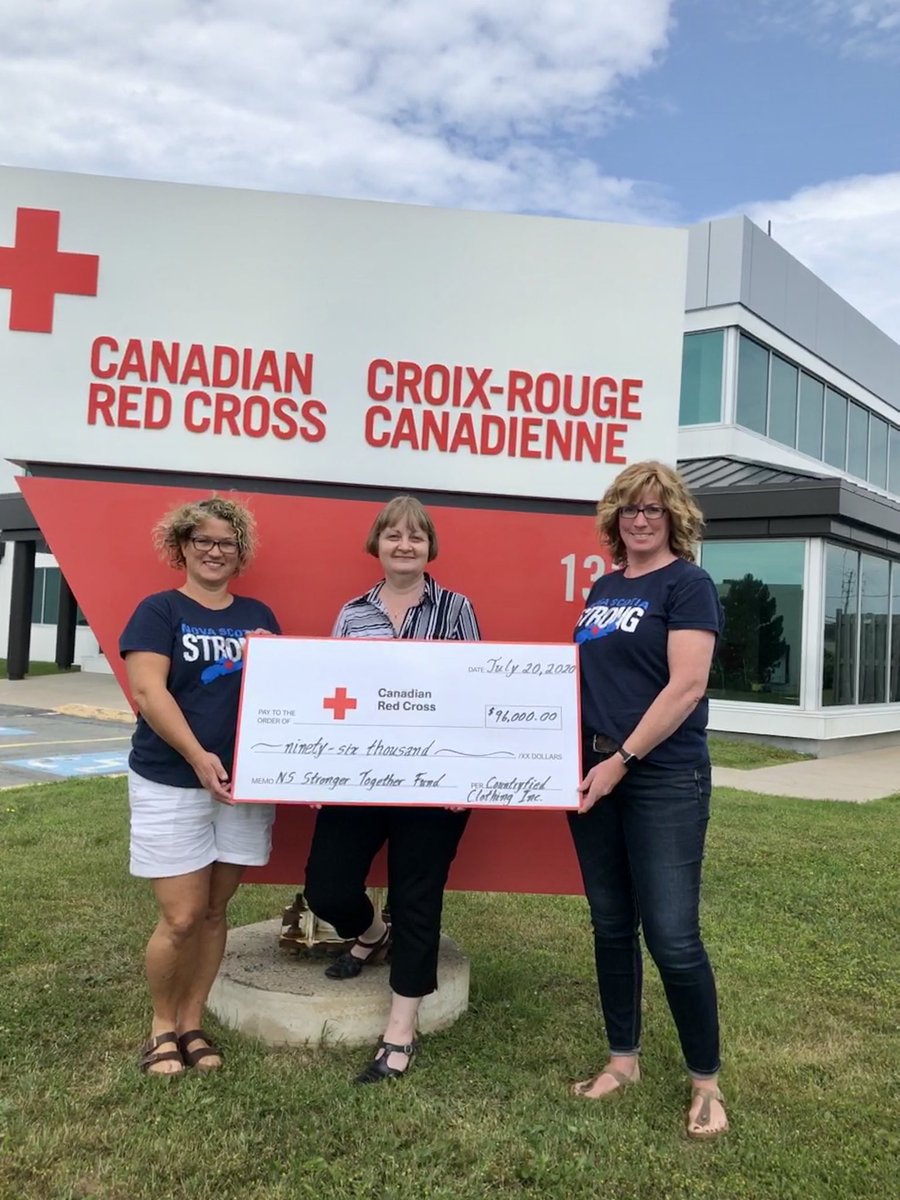 Big day! We gave the <a href="/redcrosscanada/">Canadian Red Cross</a> a cheque for $96,000 from the profits of our #NovaScotiaStrong clothing. Thank you to everyone who supported this fundraiser! 

Keep promoting our beautiful province of #NovaScotia, at StrongerNS.com

Thank you Gina for being you ❤️