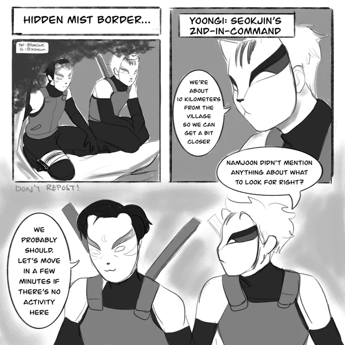🍃first day; first mission; first encounter (2/3)

#btsxnarutoau #narutoau #bts #the7guardians 

(left to right) 