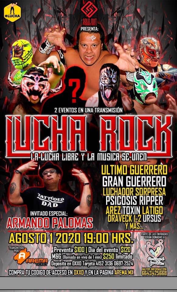 ANIMANIAC_TJ's tweet photo. No dejes de perderte este evento donde La Lucha libre se combina con el Rock sábado 1 ro de agosto 7 pm compra linck de acceso en AREMA TIKET / o en OXXO con deposito ala cuenta 4152 3136 0697 2524 inf al 6643425668 ..... https://t.co/hnNjbXtPfH