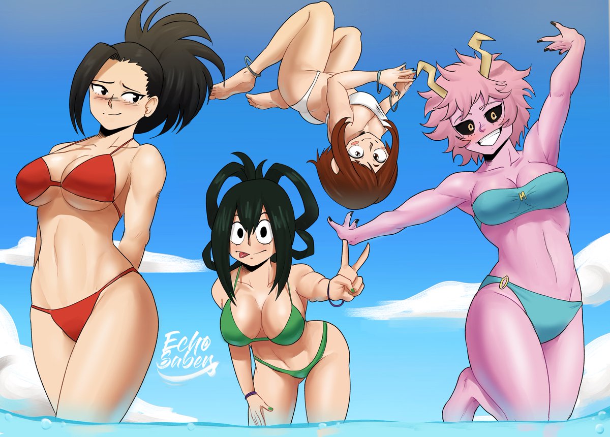 EchoSaber1's tweet photo. Some of the gals from My Hero Academia join the summer series! 🤟

#MyHeroAcademia #summertime #summer https://t.co/Vnwy0nNEdl