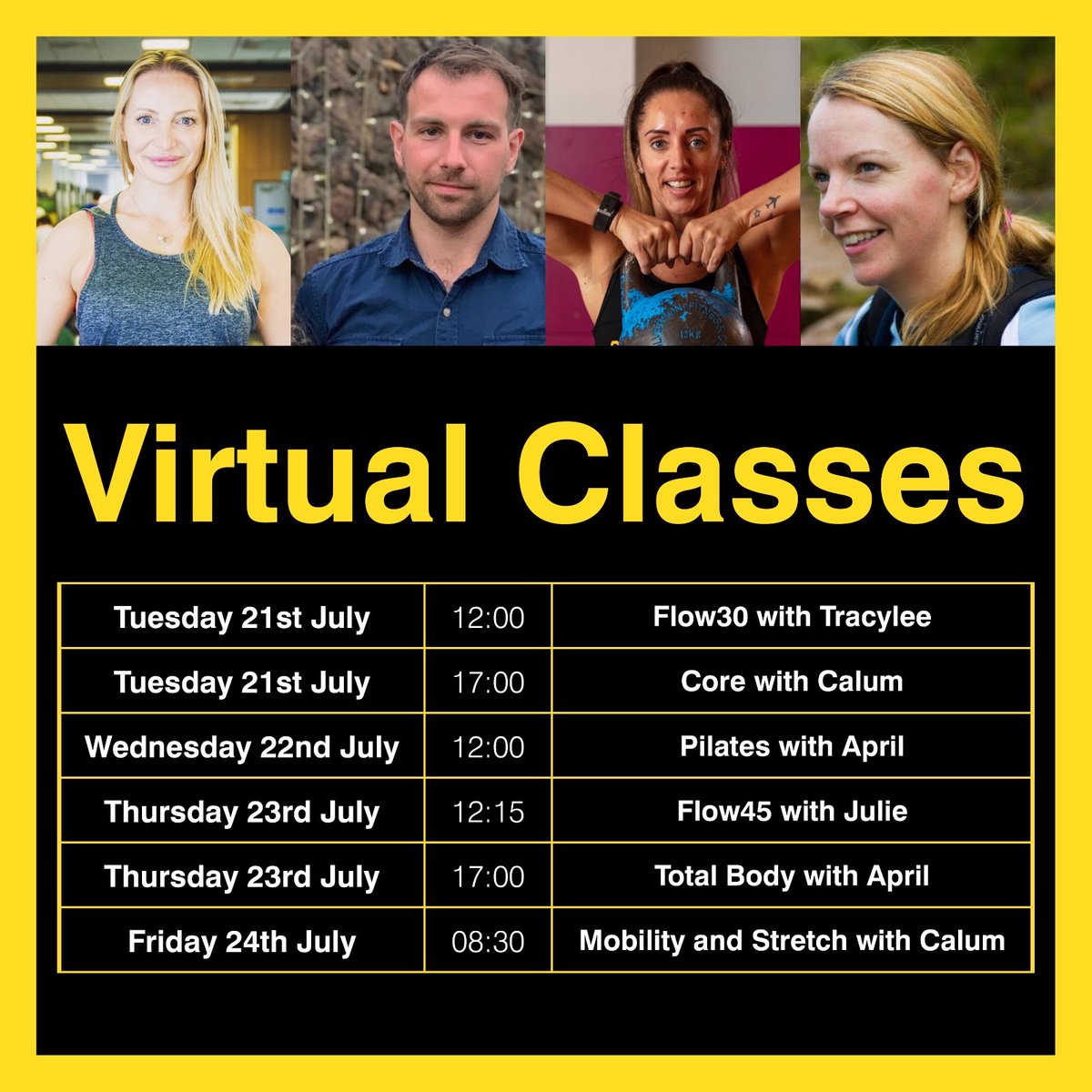 UofGSport's tweet photo. After #glasgowfair we’ve got a new timetable for you! April’s back with a Pilates class and there’s some real variety.  Download the @UofGSport #app and join us for our LIVE classes!

#workoutfromhome #move4mind #uofgsport #teamuofg 💪🎉💪 https://t.co/5In8PfVd7m
