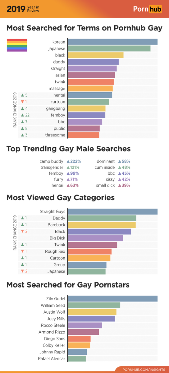 D'ailleurs le site dresse un bilan dédié au site pornhub gay en utilisant les sous-catégories gay, chose qui est donc impossible à faire avec les lesbiennes comme nous l'avons vu précédemment.
