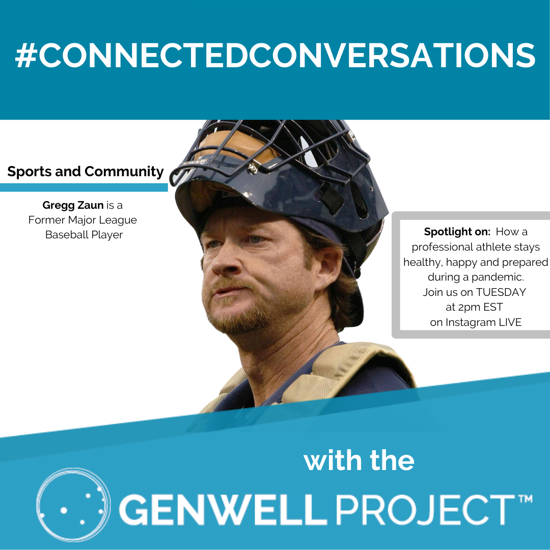 GenWellProject's tweet photo. Join us for #connectedconversations with former Major League Baseball player, @GreggZaun TOMORROW at 2pm EST on Instagram Live to chat about how a professional athlete can stay healthy, happy and prepared during a pandemic. #InThisTogether
#Sports #HumanConnection #Baseball https://t.co/dJHVBFPUBA