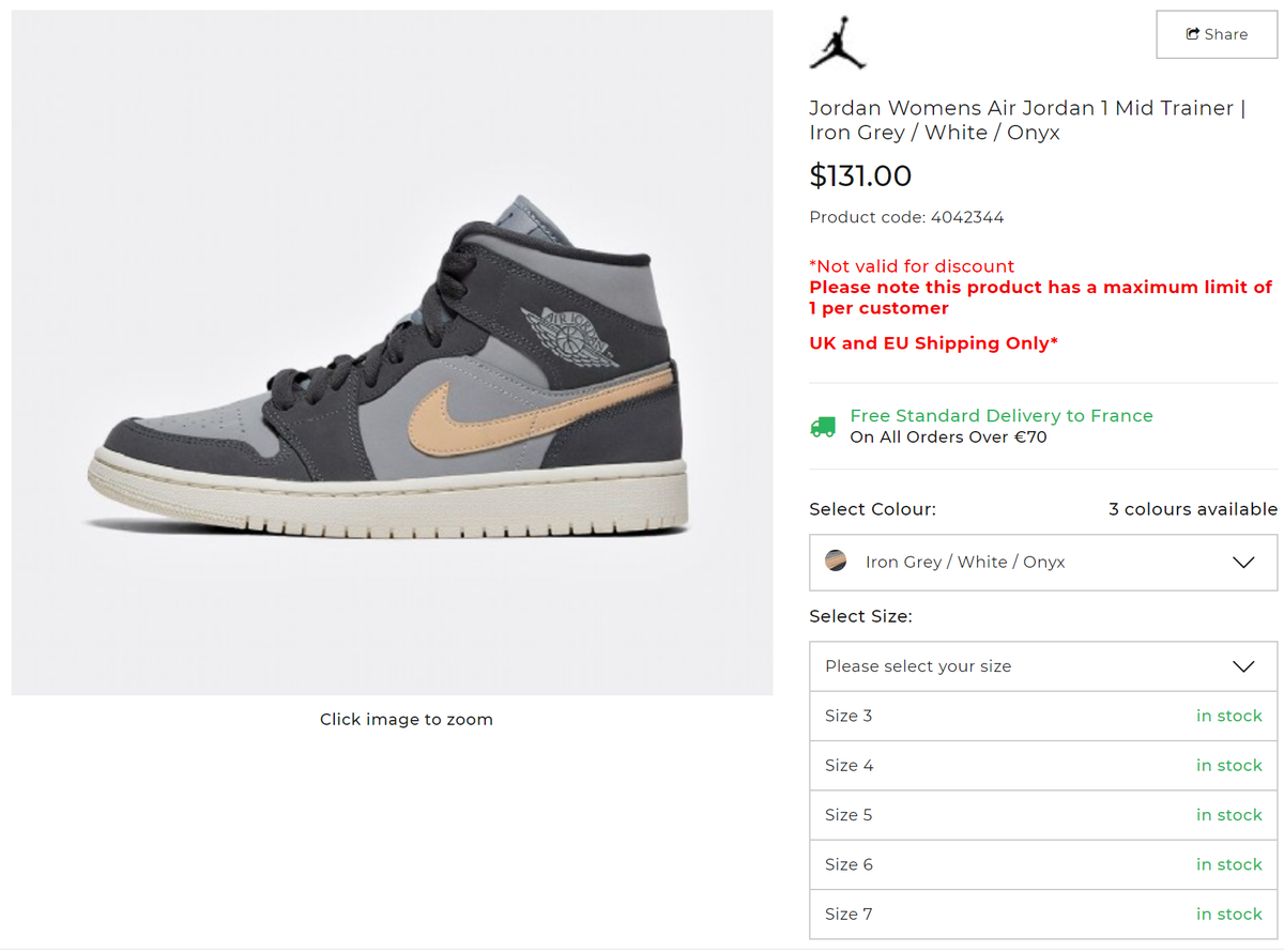 air jordan 1 mid iron grey