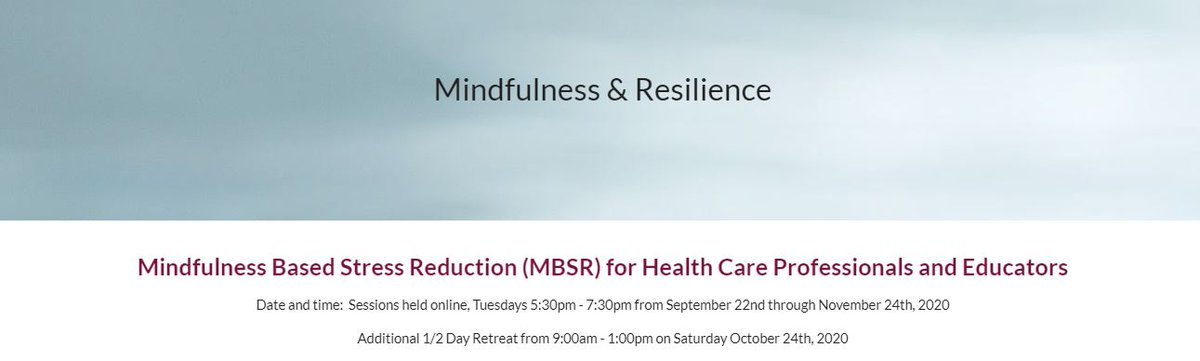 Mindfulness-Based Stress Reduction (MBSR) for Health Care Professionals and Educators series is now open for registration!

10-part course designed to promote personal &amp; professional wellness, resilience, &amp; capacity.

Reg Cost: $525 for 10 week + retreat.

buff.ly/2C5Jk7v