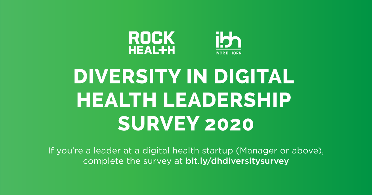 Rock_Health's tweet photo. Calling all US #digitalhealth startup leaders: we're teaming up with @DrIvorHorn on a new initiative to assess and support diversity in health tech leadership. If you’re a Manager or above, we want to hear from you—take our brief survey: https://t.co/Z2q00vJh05 https://t.co/eCLjbHPdfj