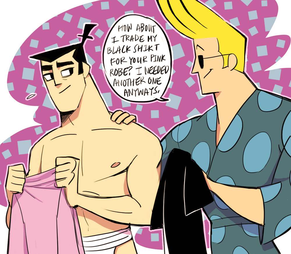 These are the pictures that started it all... ? "LAUNDRY DAY" go watch that short!!!! Johnny bravo x Samurai jack just works okay?! I don't have to explain it!!! https://t.co/P7qwHbgdng 