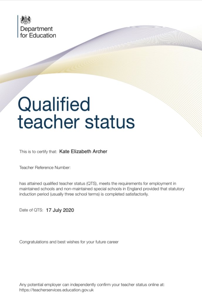 MrsArcher17's tweet photo. I did it!! So excited to start my NQT year now 🎉 https://t.co/IZKLAUP5cC