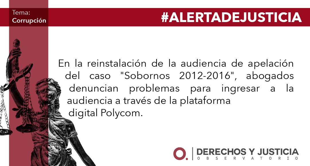 ODJEcuador's tweet photo. #AlertaDeJusticia 🚨| Abogados de la  defensa reclaman fallas en conexión del sistema Polycom durante la resolución de apelación en #CasoSobornos. La imposibilidad de escuchar claramente la decisión afecta sus derechos procesales, exigimos que se garantice el debido proceso. https://t.co/sXD7ay3t3d