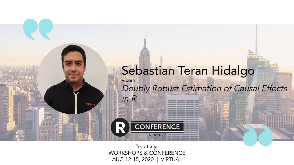 TheDataConf's tweet photo. Join the #rstatsnyc crash course on how to estimate causal #treatmenteffects w/@steranhidalgo, data scientist at @vroomcars).
Learn how to build estimators using #rstats.
Read the full abstract at https://t.co/WsNnnQipB8
#randomizeddata | #causaleffect | #abtesting https://t.co/OzHcWi5xCs