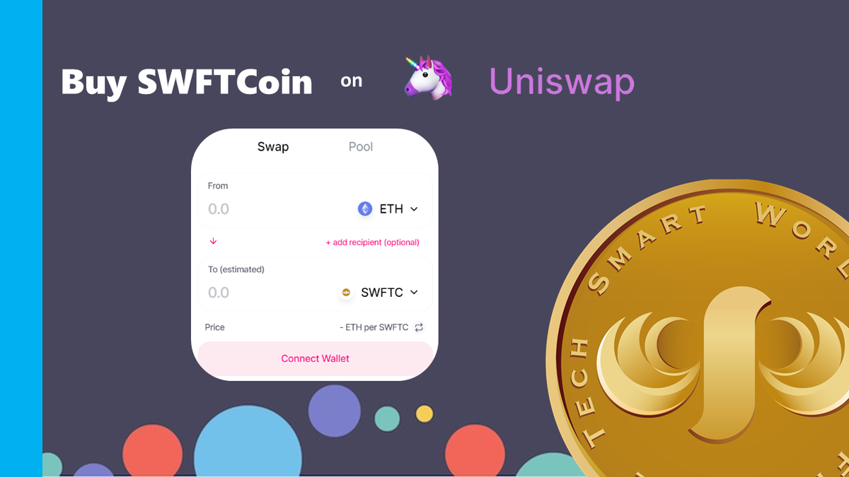 SwftCoin's tweet photo. Buy $SWFTC  on @UniswapProtocol!🥳

✔️Open https://t.co/N9n2dywRTO
✔️ Add $SWFTC contract address: 0x0bb217e40f8a5cb79adf04e1aab60e5abd0dfc1e
✔️Start exchanging!

Do more with $SWFTC at #SWFTBlockchain!
🍎https://t.co/KeKe5xPDQf
🤖https://t.co/DZHMNb2XI8
🌐https://t.co/qv7yOElXCU https://t.co/fu9tmYpHt3