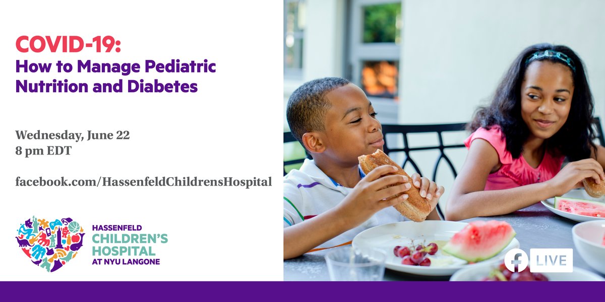 Tune in: Join pediatric endocrinologist Dr. Mary Pat Gallagher for a Facebook Live on July 22 at 8PM EDT. Dr. Gallagher will discuss how to manage your child's #diabetes and nutrition needs during #COVID19, signs and symptoms of diabetes, and more. bit.ly/2E2OMbO