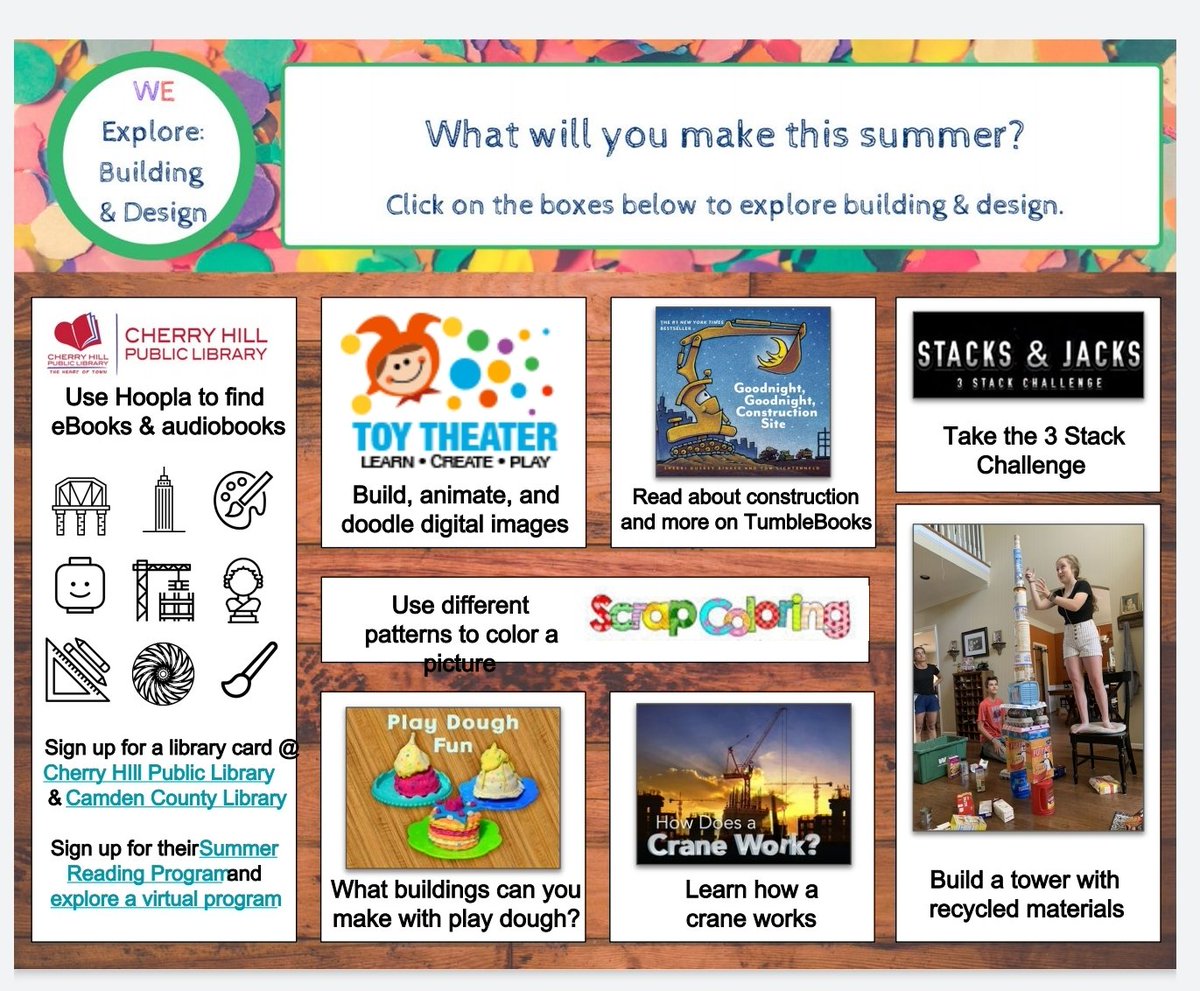 CHPS_VKatsikis's tweet photo. Attention CHPS Elementary families… Check out this week's WE Explore Summer Learning Adventure. Please visit https://t.co/hrOsu40Hg8 and click on Week Three to explore building and design. What will you make this summer? #chpsWEexplore @ChpsTweets https://t.co/PIIQpeVWBk