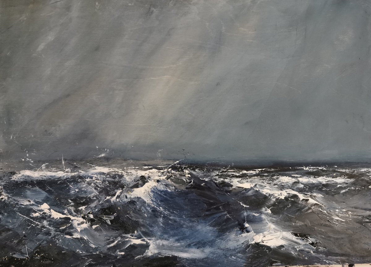 SarahjevsEvans's tweet photo. "Porthleven- Looking Out To Sea" - 
acrylic on wood 16x12" https://t.co/bX1MOjEoNa