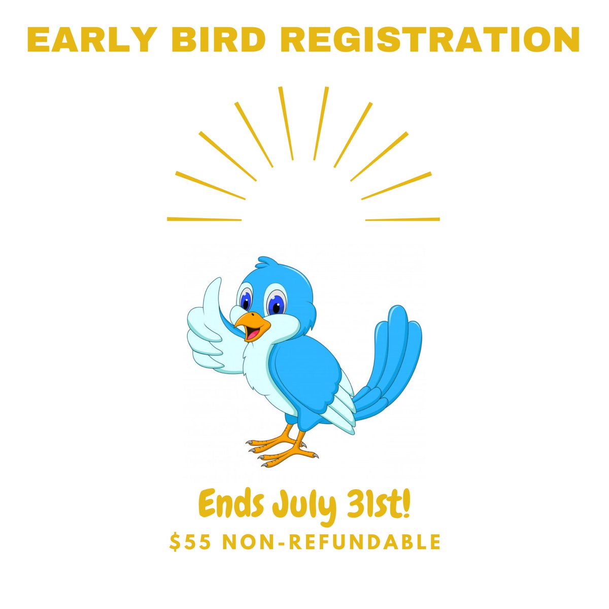 UAFSCubCamp's tweet photo. EARLY BIRD REGISTRATION ENDS JULY 31ST! We are so excited to meet everyone so, make sure to sign up for Cub Camp🦁 if you sign up before the Early Bird Registration, your fee will only be $55! #CubCampBestCamp https://t.co/sYwf6mdZNB
