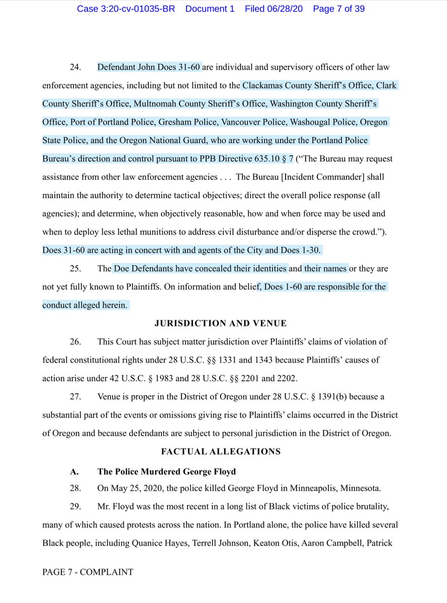 As you’ll note this Complaint can be viewed as the Higgs-Boson re Portland (both State/City & Fed Law Enforcement) clashing with Protestors and the media caught in the middle & targeted by LE:“they can report on police activities without fear of being targeted for punishment“