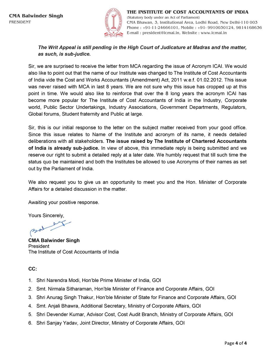 jhmaned's tweet photo. #Wewanticmai 
Name Change ICAI to ICMAI 

The Institute of Cost Accountants of India
to 
The Institute of Cost and Management Accountants of India  

@PIB_India 
@PIBHindi 
@PIBMumbai 
@PTI_News 
@ani_digital 
@EconomicTimes 
@IndianExpress 
@TOIIndiaNews 
@LoksattaLive 
@ICAICMA https://t.co/gVwiDkAb24