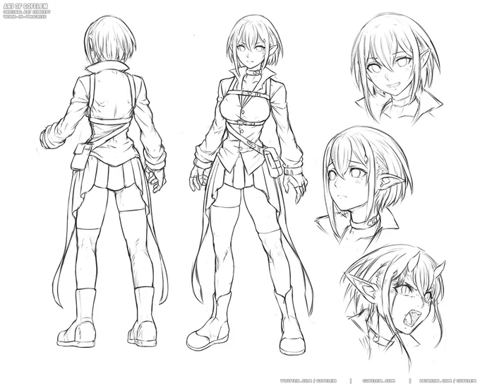 I've been on a slump, having trouble working on the commission form (plan, options, &amp; samples). Still a work-in-progress, but I've decided to just make an original character artwork from scratch for it ( '・ᴗ・` ). 