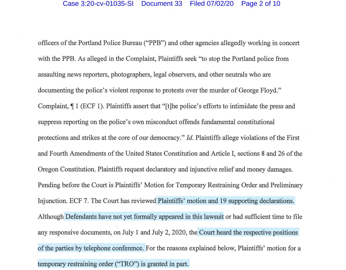 July 2, 2020in light of the circumstances, urgency & supported by some 19 declarations the Federal District Court GRANTED Plaintiffs a TRO (in part), again temporary-14 days down to the minute which is why you see an actual date & time of day https://ecf.ord.uscourts.gov/doc1/15107585658?caseid=153126