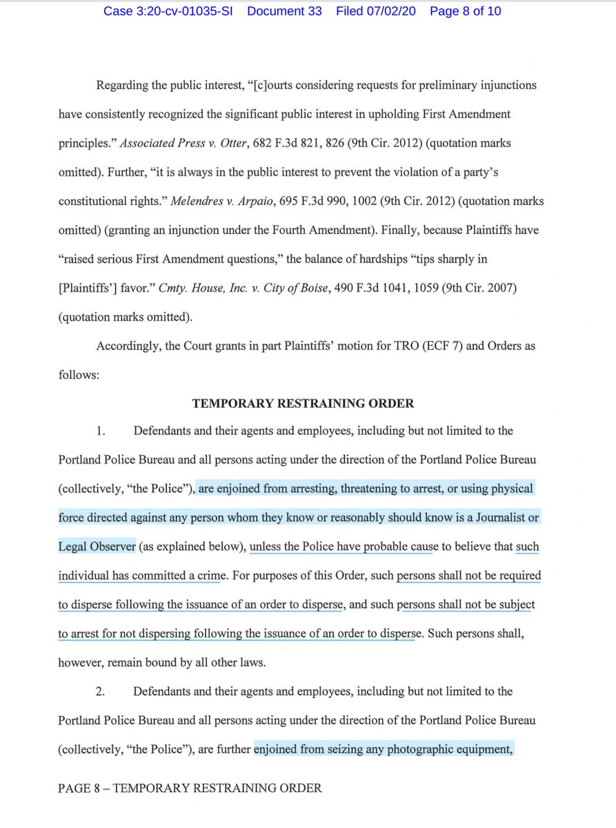 July 2, 2020in light of the circumstances, urgency & supported by some 19 declarations the Federal District Court GRANTED Plaintiffs a TRO (in part), again temporary-14 days down to the minute which is why you see an actual date & time of day https://ecf.ord.uscourts.gov/doc1/15107585658?caseid=153126