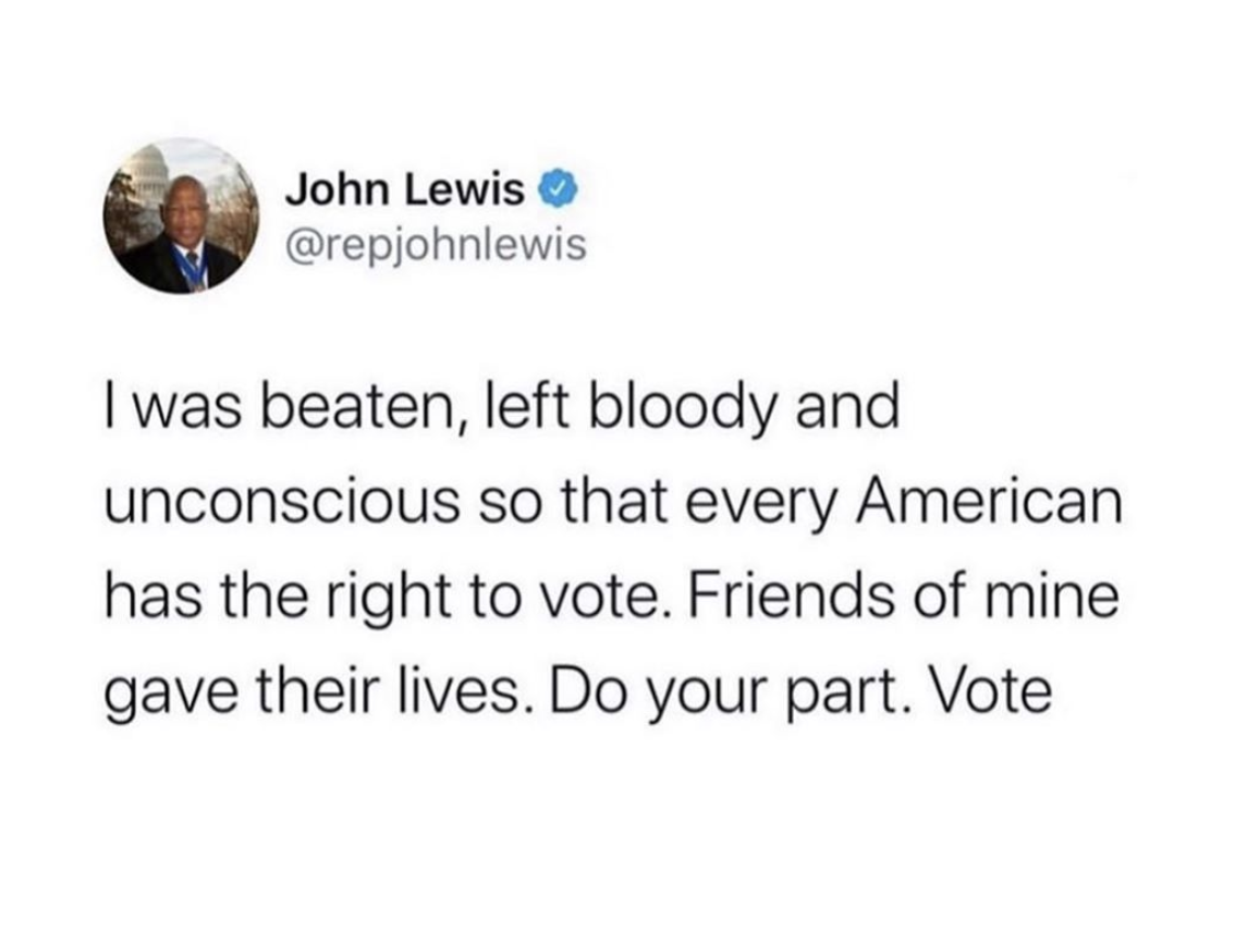 𝙳𝙰𝚈 𝟷𝟿in honor of john lewis and all that he did for this country