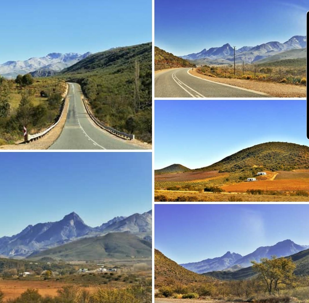 On the R62 route between Calitzdorp and Ladismith, these landscape scenes lie from the Wilge River to past Zoar