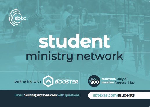 When you join our Student Ministry Network you’ll be grouped with like-minded student pastors and ministry leaders in a similar context to your own! 
You don’t have to do it alone, go to this link to fill out the application➡️ 
sbtexas.com/church-ministr…