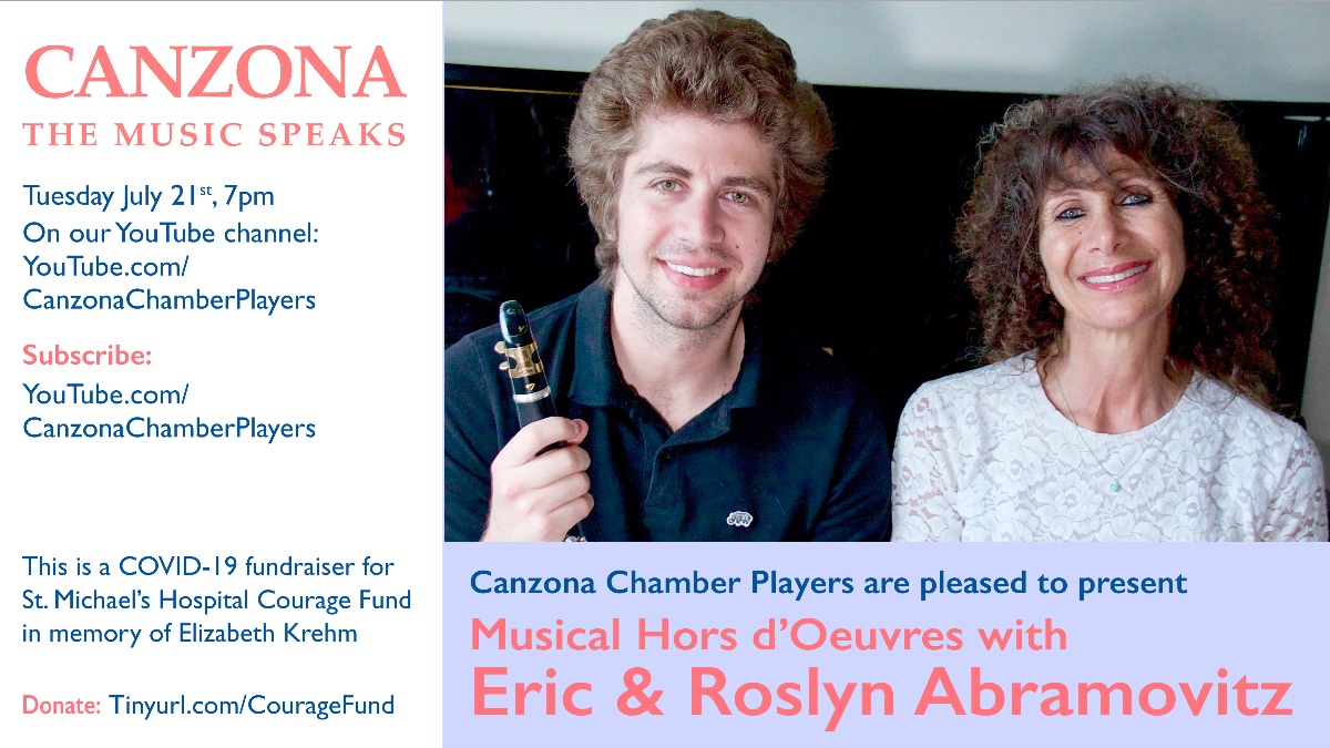 TUESDAY JULY 21 7PM ♬♩ERIC &amp; ROSLYN ABRAMOVITZ  LIVE ON YouTube - mailchi.mp/canzona/winona…