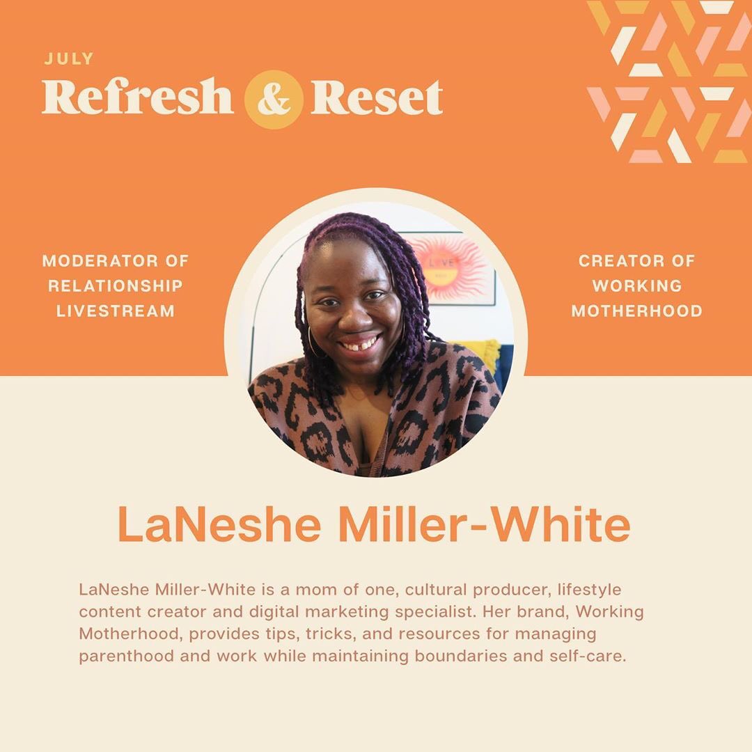 Nesheaholic's tweet image. Join me Wednesday at 12:30pm to talk about spousal relationships, parenting, and self-care as part of @JoinStrata’s July Rest &amp;amp; Reset Series! Make sure you register! eventbrite.com/e/refesh-and-r…