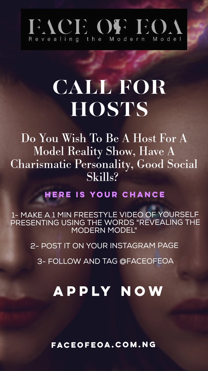 faceofeoa's tweet photo. Tag anyone you know will be a good host for this model reality show https://t.co/LqzDaE2jjo