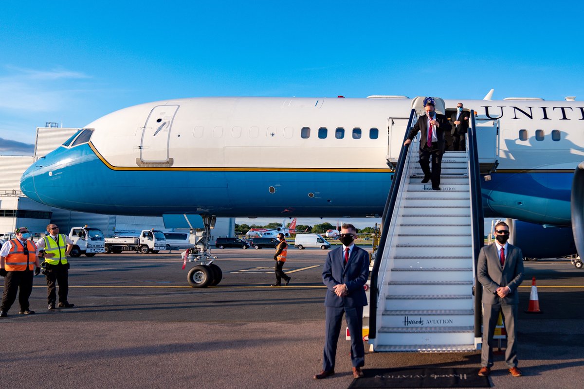 SecPompeo's tweet photo. Great to be back in London to reaffirm the #SpecialRelationship we share with our closest ally. Looking forward to meeting with @BorisJohnson and @DominicRaab as we tackle our most pressing global issues in combating COVID-19 and addressing our shared security challenges. https://t.co/cskYXsWFGE