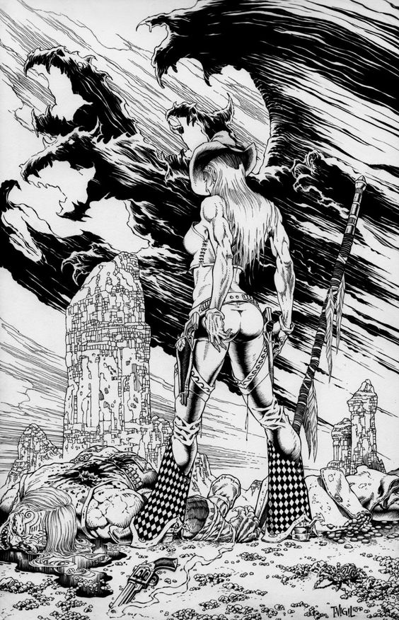 JoeVigil8's tweet photo. Cover to Sinbuck #8...needs to be colored! https://t.co/hAgjfViMp5