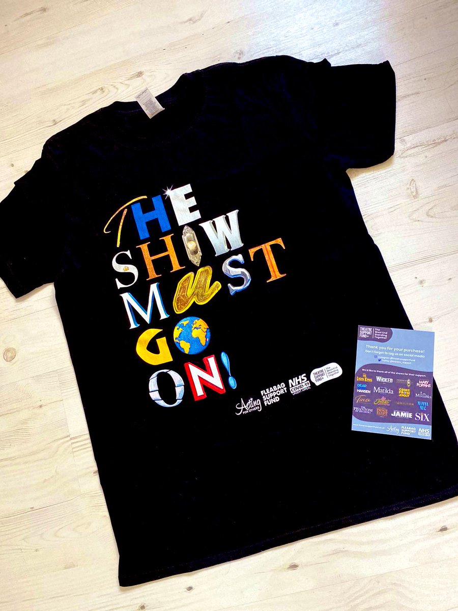 alison24bott's tweet photo. @WhatsOnStage Just received my #theshowmustgoon t-shirt, bought for my musical theatre student daughter - she loves it! Save our theatres! 🎭💖 https://t.co/8AMHL4dHSc