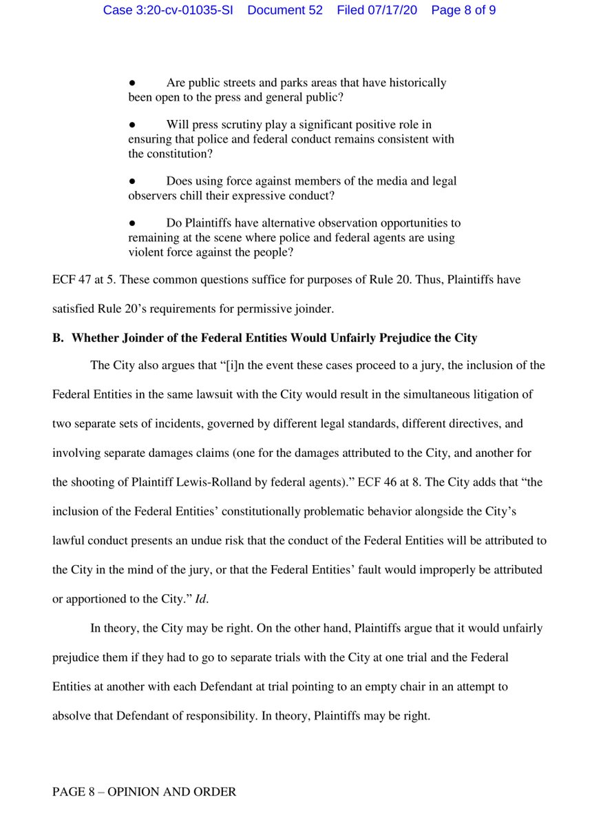 Still with me?GOOD - July 17, 2020 the Fed District Court granted the Plaintiffs:“Emergency Motion for Leave to File Second Amended Complaint. Plaintiffs seek to add as defendants the U.S. Department of Homeland Security and the U.S. Marshals Service“ https://ecf.ord.uscourts.gov/doc1/15107604470?caseid=153126