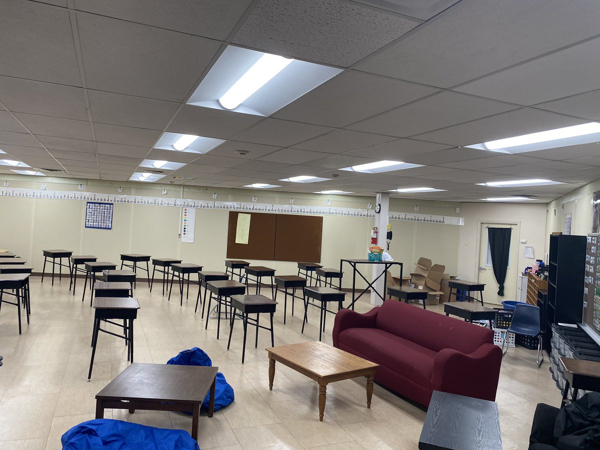 KulaCoach's tweet photo. Excited to get in and work in my room, it is coming along. Some more flexible seating this year, I hope we get to use it as long as it’s safe. Love the big room and hard floors. #andersonjays https://t.co/N6tpU0A7dh