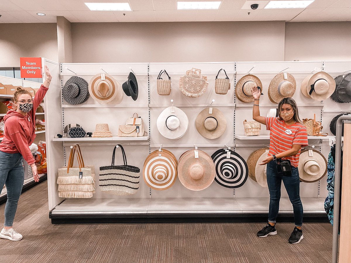 madeline_sstl's tweet photo. “Hats off” to our Accessory &amp; RTW DBO’s for filling our empty back wall behind swim with woven bags &amp; hats to help build the basket!!! 👒👜👙🎯 #T803 #joy #brandisking #targetstyle https://t.co/6EGtnXOTd0