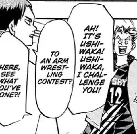 iwa will be the one to fulfill bokuto's wish to arm wrestle 