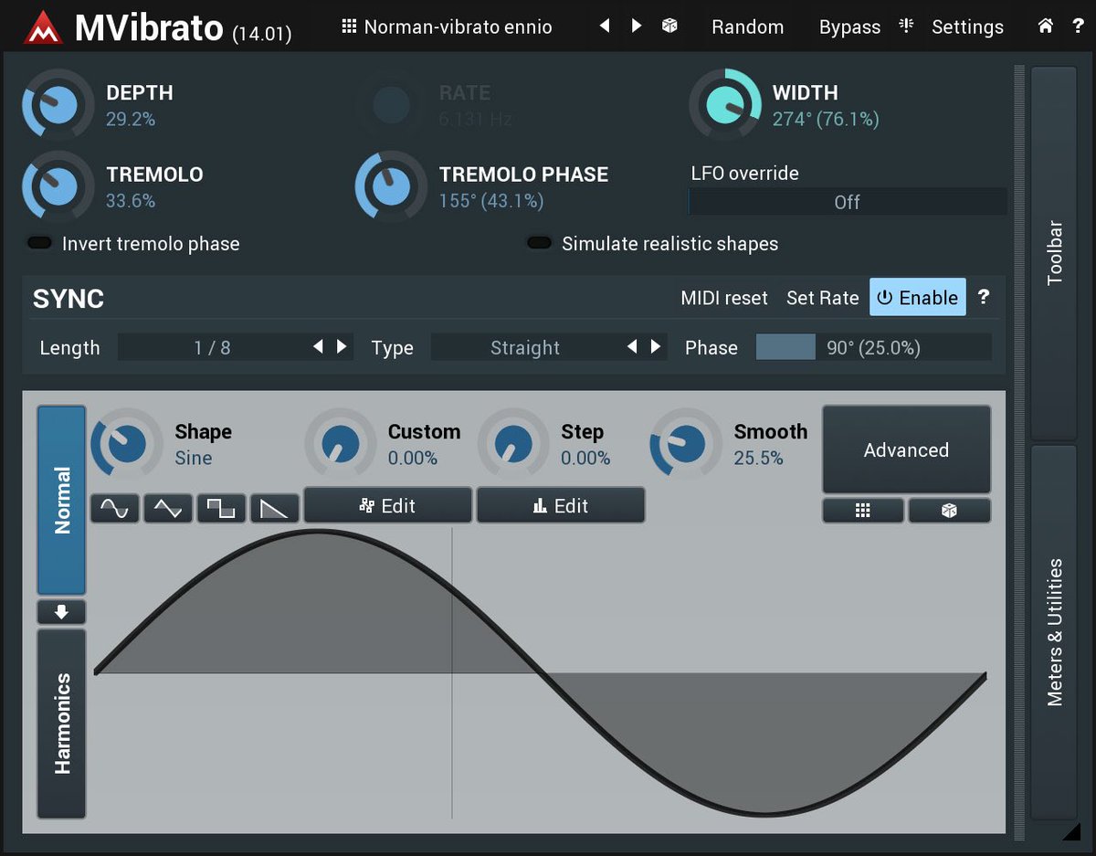 One of the best sound design tools ever, whenever a sound is too flat or constant, a touch of vibrato brings life. Absolutely rinse this plug