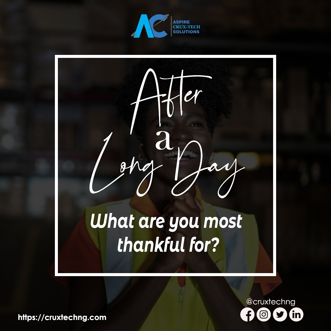 cruxtechng's tweet photo. After a long day and all the drama around.
What are you most thankful for?
#NDDC #BigBrotherNaijaLockdown #FCMB https://t.co/BIWK8Tw7Oj
