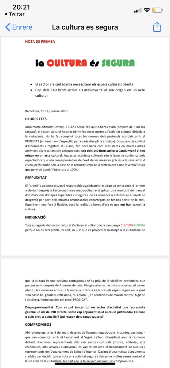 jcanadellb's tweet photo. Des del comitè executiu de la @cambrabcn donem suport al manifest “LA CULTURA ÉS SEGURA” https://t.co/mU8W9uH99e