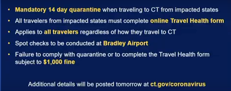 johncraven1's tweet photo. #BREAKING @GovNedLamont changes course, announces CT *will* impose $1000 fines on travelers who don't self-quarantine.  Earlier he said they wouldn't https://t.co/pUCnG9tVMc
