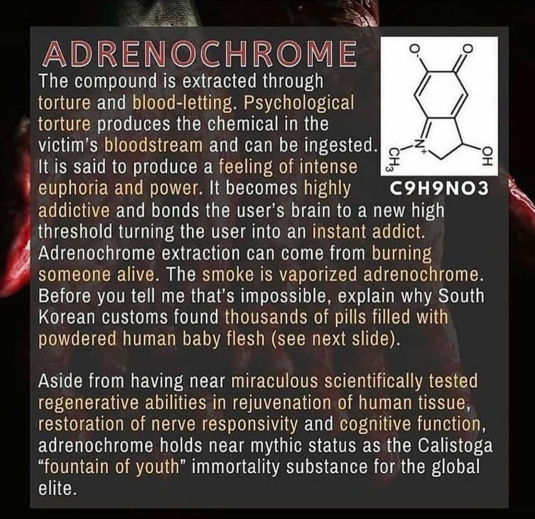 13/Twenty years of research and I thought I'd made it to the basement ... Nope As it turns out. Not even closeSo WTF is Adrenochrome?What was BRAVEHEART talking about?Once you know. You can not sleepHere's a video *Warning* #1