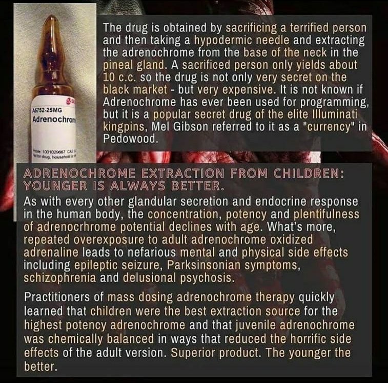 13/Twenty years of research and I thought I'd made it to the basement ... Nope As it turns out. Not even closeSo WTF is Adrenochrome?What was BRAVEHEART talking about?Once you know. You can not sleepHere's a video *Warning* #1