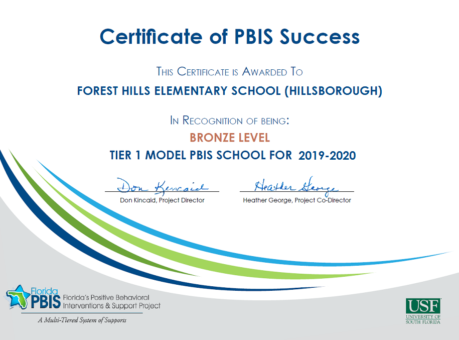 HCPSForestHills's tweet photo. We are pleased to announce we have been recognized by the FLPBIS Project as a 2019-2020 Bronze PBIS Model School! As a PBIS Model School, we demonstrate a commitment to positive and equitable outcomes for all students. @flpbis https://t.co/Ow1KZoGjtB