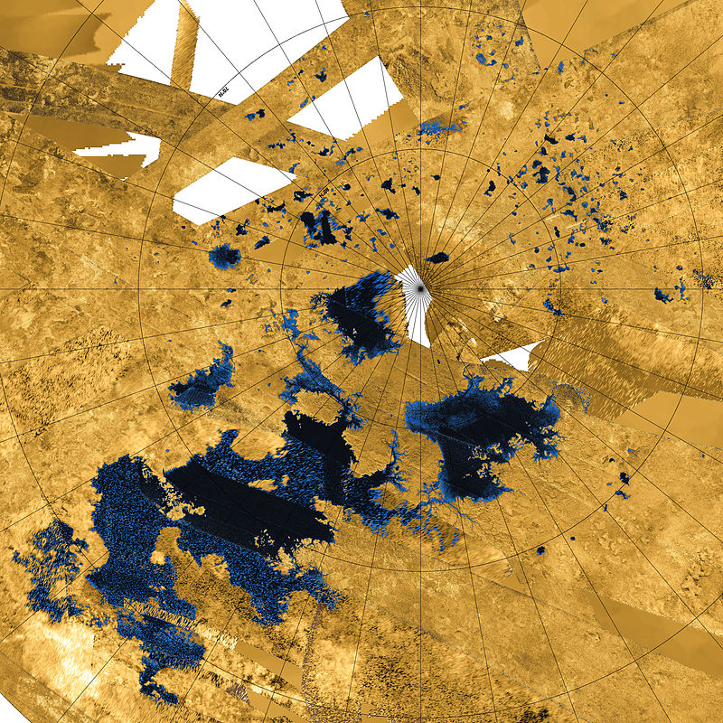 Enter NASA scientist Ralph Lorenz in 2006, who was interested in comparing Death Valley conditions to those of hydrocarbon lakes on Saturn’s moon, Titan. Lorenz suspected that ice, in addition to mud, may play a role. 4/[: Titan & false-colour of its lakes from Cassini. NASA]