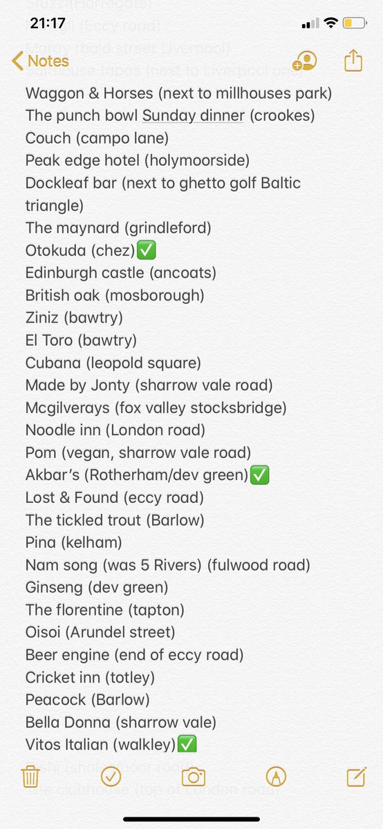 charl_sabina's tweet photo. Made a note of some sexy looking independent restaurants to try now we’ve all been released in the wild again. Thought I’d share for anyone struggling for ideas!! (Mostly S Yorks. But some in Newcastle &amp; Liverpool too) https://t.co/xjJfw7znyx