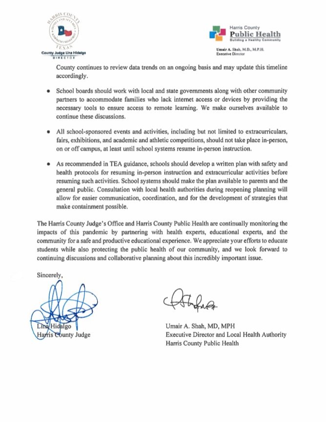 In order to learn &amp; grow, students must be healthy &amp; safe. We urge school districts to defer in-person instruction for at least 8 weeks per @TEAinfo provisions, until data supports a phased in-person reopening.