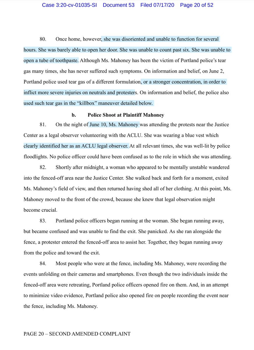 Now that you’ve been really patient, the Plaintiff’s 2nd Amended Complaint https://ecf.ord.uscourts.gov/doc1/15107605012?caseid=153126I need to be clear this isn’t about protestorsIt’s abt  @realDonaldTrump  @DHSgov  @USMarshalsHQ using violence against Reporters & Legal advisors.This is NOT what we do in America